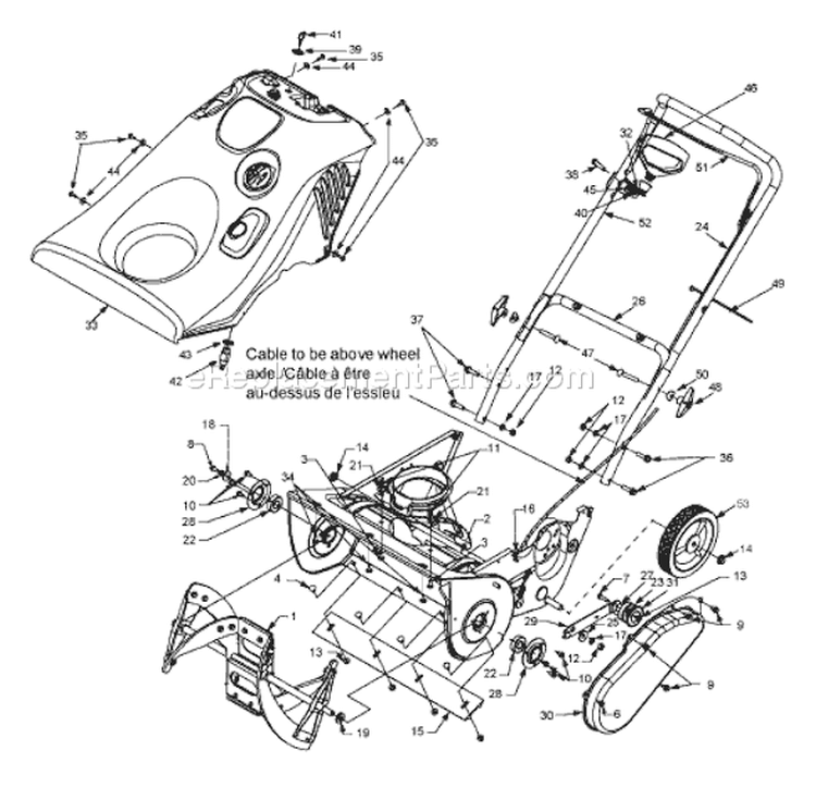 Page B Diagram and Parts List for 31A-2B5-801 2005 Yard Man Snow Blower